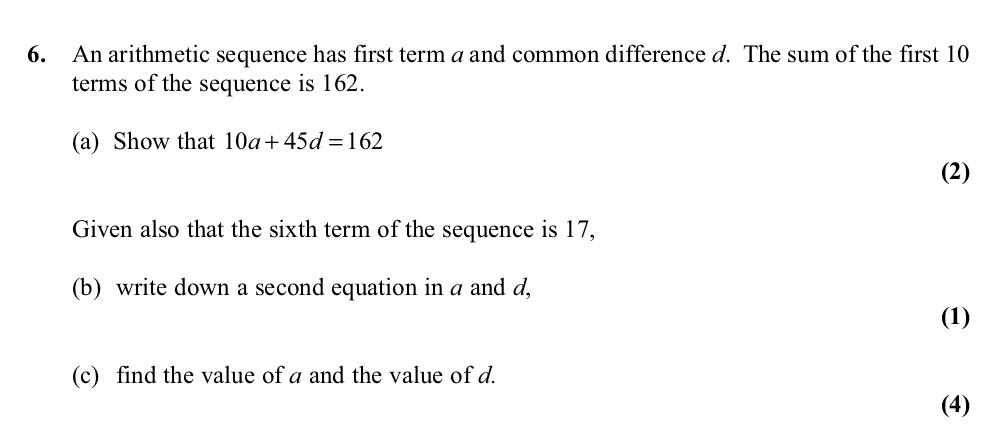 An-arithmetic-sequence-has-first-term-a-and-common-difference-d-Edexcel-A-Level Maths Pure-Question 8-2011-Paper 2.png